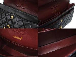 CHANEL シャネル マトラッセ23 Wフラップ Wチェーンショルダーバッグ 2番台 ラムスキン ココマーク ブラック 美品 中古 4b003754