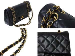 CHANEL シャネル マトラッセ23 Wフラップ Wチェーンショルダーバッグ 2番台 ラムスキン ココマーク ブラック 美品 中古 4b003754
