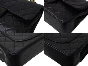 CHANEL シャネル マトラッセ23 Wフラップ Wチェーンショルダーバッグ 2番台 ラムスキン ココマーク ブラック 美品 中古 4b003754