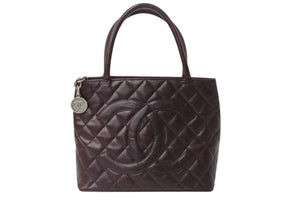 CHANEL シャネル 復刻トートバッグ ハンドバッグ 11番台 キャビアスキン ボルドー ココマーク ロゴ 鞄 シルバー金具 美品 中古 4b003755