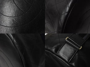 極美品 CHANEL シャネル ドローストリングス ショルダーバッグ A57519 26番台 ココマーク ウール レザー ネイビー ブラック 巾着型 中古 4b003756