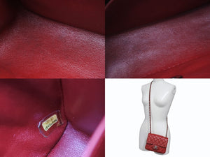 CHANEL シャネル ミニマトラッセ16 チェーンショルダーバッグ 16番台 キャビアスキン レッド シルバー金具 美品 中古 4b003758