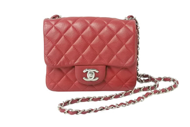 CHANEL シャネル ミニマトラッセ16 チェーンショルダーバッグ 16番台 キャビアスキン レッド シルバー金具 美品 中古 4b003758