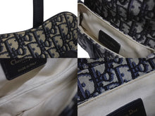 Load image into Gallery viewer, 極美品 Christian Dior クリスチャンディオール サドルバッグ ハンドバッグ オブリーク キャンバス レザー ネイビー ゴールド金具 中古 4b003760