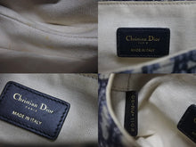 Load image into Gallery viewer, 極美品 Christian Dior クリスチャンディオール サドルバッグ ハンドバッグ オブリーク キャンバス レザー ネイビー ゴールド金具 中古 4b003760