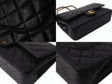 Load image into Gallery viewer, 極美品 CHANEL シャネル マトラッセ25 Wフラップ Wチェーンショルダーバッグ 6番台 ラムスキン ココマーク ブラック ゴールド金具 中古 4b003761