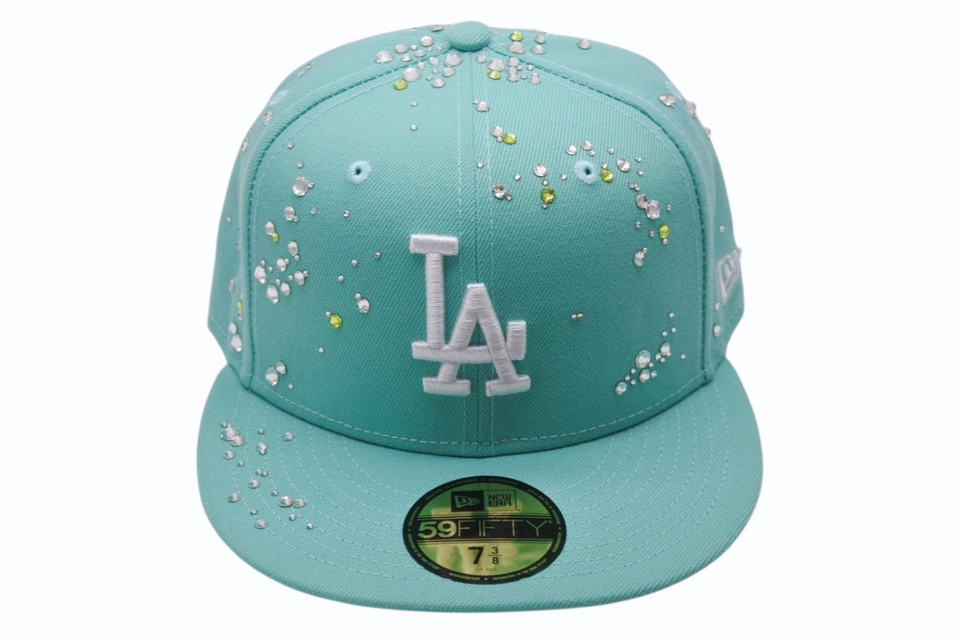 新品未使用 Couture クチュール SUMMER DROP 1 FANCY Los Angeles Dodgers ジュエルキャップ スワロフスキー ミント サイズ7 3/8 中古 4b003766