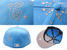 Load image into Gallery viewer, 新品未使用 Couture クチュール SUMMER DROP 1 FANCY Los Angeles Dodgers ジュエルキャップ スワロフスキー アクア サイズ7 3/8 中古 4b003767