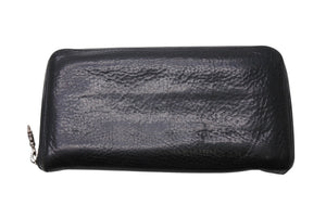 CHROME HEARTS クロムハーツ REC ZIP 3クロス ラウンドジップ レザーウォレット 長財布 ブラック シルバー 美品 中古 4b003775 