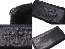 画像をギャラリービューアに読み込む, CHROME HEARTS クロムハーツ REC ZIP 3クロス ラウンドジップ レザーウォレット 長財布 ブラック シルバー 美品 中古 4b003775 