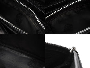 CHROME HEARTS クロムハーツ REC ZIP 3クロス ラウンドジップ レザーウォレット 長財布 ブラック シルバー 美品 中古 4b003775 