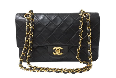 CHANEL シャネル マトラッセ23 Wフラップ Wチェーンショルダーバッグ 3番台 ラムスキン ココマーク ブラック 美品 中古 4b003777