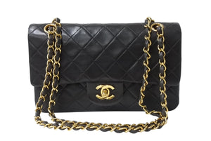 CHANEL シャネル マトラッセ23 Wフラップ Wチェーンショルダーバッグ 3番台 ラムスキン ココマーク ブラック 美品 中古 4b003777