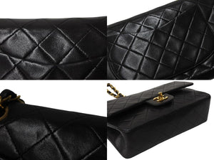 CHANEL シャネル マトラッセ23 Wフラップ Wチェーンショルダーバッグ 3番台 ラムスキン ココマーク ブラック 美品 中古 4b003777