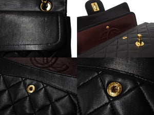 CHANEL シャネル マトラッセ23 Wフラップ Wチェーンショルダーバッグ 3番台 ラムスキン ココマーク ブラック 美品 中古 4b003777