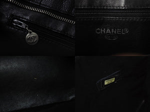 CHANEL シャネル 復刻トートバッグ ハンドバッグ 6番台 キャビアスキン ブラック ココマーク ロゴ 鞄 シルバー金具 美品 中古 4b003785