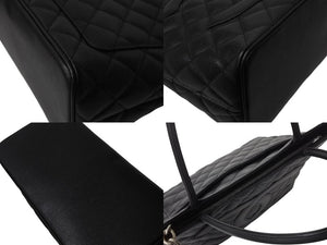 CHANEL シャネル 復刻トートバッグ ハンドバッグ 6番台 キャビアスキン ブラック ココマーク ロゴ 鞄 シルバー金具 美品 中古 4b003785