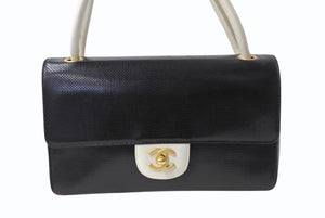 極美品 CHANEL シャネル ワンショルダーバッグ 6番台 バイカラー パンチングレザー ホワイト ブラック ゴールド金具 中古 4b003786