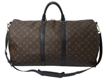 Load image into Gallery viewer, 極美品 LOUIS VUITTON ルイヴィトン キーポルバンドリエール55 ボストンバッグ M56714 モノグラムマカサー ブラック 中古 4b003790