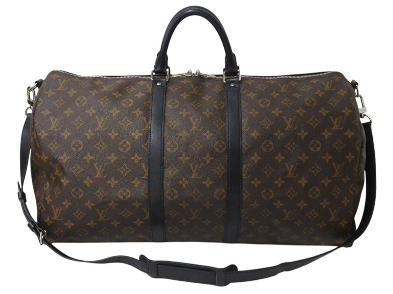 極美品 LOUIS VUITTON ルイヴィトン キーポルバンドリエール55 ボストンバッグ M56714 モノグラムマカサー ブラック 中古 4b003790