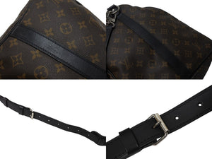 極美品 LOUIS VUITTON ルイヴィトン キーポルバンドリエール55 ボストンバッグ M56714 モノグラムマカサー ブラック 中古 4b003790
