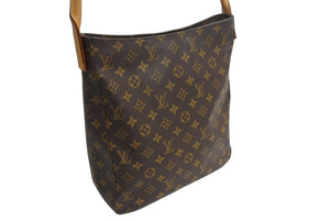 LOUIS VUITTON ルイヴィトン ルーピングGM ハンドバッグ モノグラム M51145 ブラウン ゴールド金具 美品 中古 4b003798