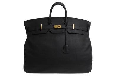 新品同様 HERMES エルメス スペシャルオーダー Haut a Courroies オータクロア 55 ハンドバッグ トゴ ブラック ゴールド金具 U刻印 中古 4b003809