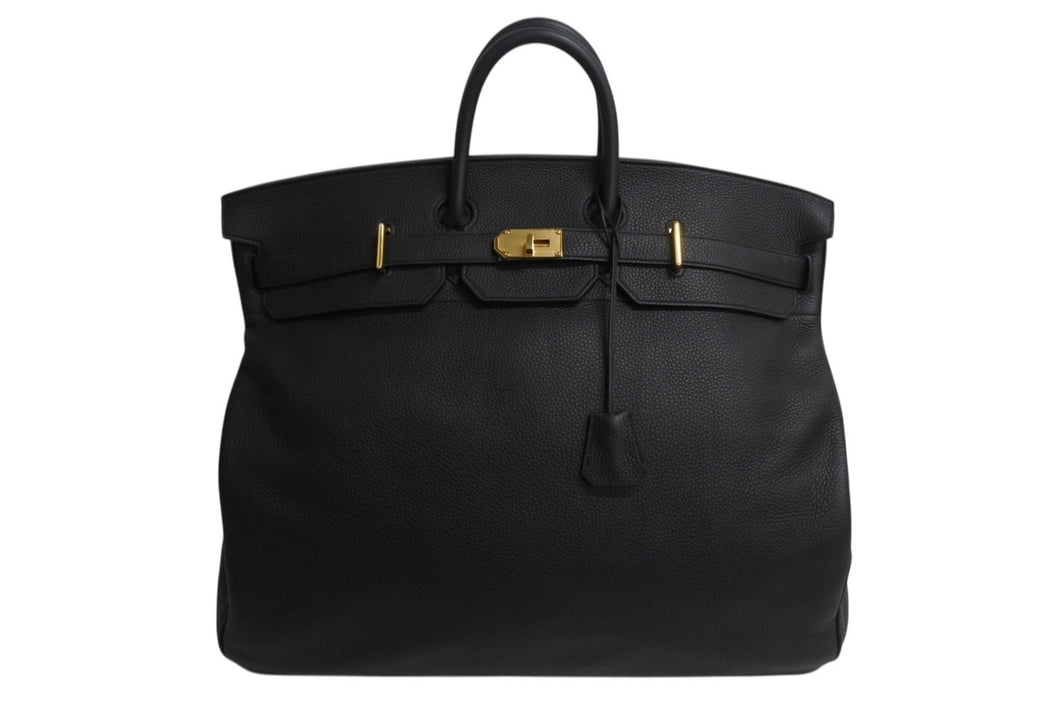 新品同様 HERMES エルメス スペシャルオーダー Haut a Courroies オータクロア 55 ハンドバッグ トゴ ブラック ゴールド金具 U刻印 中古 4b003809