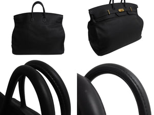 新品同様 HERMES エルメス スペシャルオーダー Haut a Courroies オータクロア 55 ハンドバッグ トゴ ブラック ゴールド金具 U刻印 中古 4b003809