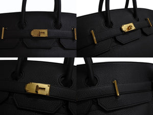 新品同様 HERMES エルメス スペシャルオーダー Haut a Courroies オータクロア 55 ハンドバッグ トゴ ブラック ゴールド金具 U刻印 中古 4b003809