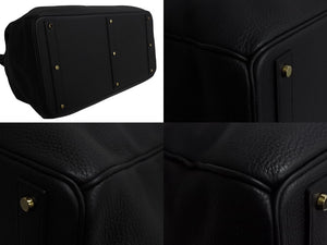 新品同様 HERMES エルメス スペシャルオーダー Haut a Courroies オータクロア 55 ハンドバッグ トゴ ブラック ゴールド金具 U刻印 中古 4b003809
