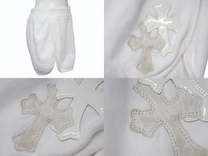 CHROME HEARTS クロムハーツ パテントレザークロスパッチ Y NOT スウェットパンツ RN#97729 コットン ホワイト サイズXS 美品 中古 4b003823 