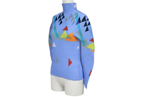 me ISSEY MIYAKE ミー イッセイミヤケ ハイネック プリーツ カットソー ブルー Mi61FJ401 ポリエステル サイズF 美品 中古 4b003825