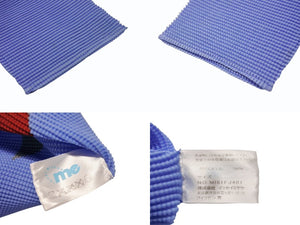 me ISSEY MIYAKE ミー イッセイミヤケ ハイネック プリーツ カットソー ブルー Mi61FJ401 ポリエステル サイズF 美品 中古 4b003825