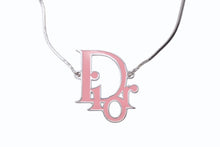 Load image into Gallery viewer, 極美品 Christian Dior クリスチャンディオール diorロゴ CD ピンクトロッタープレート ネックレス メタル ピンク シルバー 中古 4b003826