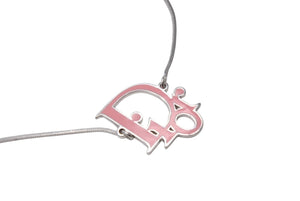 極美品 Christian Dior クリスチャンディオール diorロゴ CD ピンクトロッタープレート ネックレス メタル ピンク シルバー 中古 4b003826