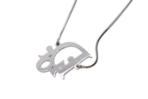 極美品 Christian Dior クリスチャンディオール diorロゴ CD ピンクトロッタープレート ネックレス メタル ピンク シルバー 中古 4b003826