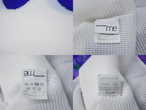 me ISSEY MIYAKE ミー イッセイミヤケ 花柄 プリーツ 半袖 カットソー パープル ホワイト ポリエステル Mi61FJ401 サイズF 美品 中古 4b003829