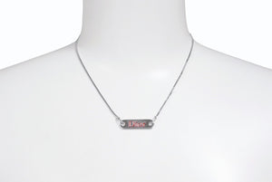 極美品 CHRISTIAN DIOR クリスチャンディオール ネックレス ロゴプレート ベネチアンチェーン メタル シルバー レッド 7.2g 中古 4b003830