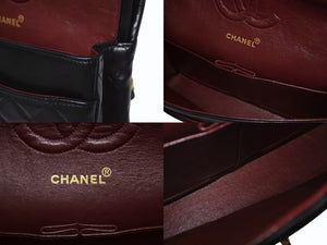 極美品 CHANEL シャネル マトラッセ25 Wフラップ Wチェーンショルダーバッグ 1番台 ラムスキン ココマーク ブラック 中古 4b003834
