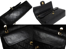 Load image into Gallery viewer, 極美品 CHANEL シャネル マトラッセ25 Wフラップ Wチェーンショルダーバッグ 2番台 ラムスキン ココマーク ブラック ゴールド金具 中古 4b003836