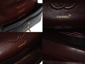 極美品 CHANEL シャネル マトラッセ25 Wフラップ Wチェーンショルダーバッグ 2番台 ラムスキン ココマーク ブラック ゴールド金具 中古 4b003836
