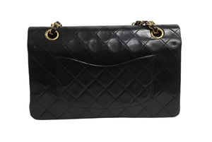 極美品 CHANEL シャネル マトラッセ25 Wフラップ Wチェーンショルダーバッグ 1番台 ラムスキン ココマーク ブラック 中古 4b003837