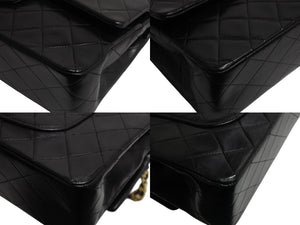 極美品 CHANEL シャネル マトラッセ25 Wフラップ Wチェーンショルダーバッグ 1番台 ラムスキン ココマーク ブラック 中古 4b003837