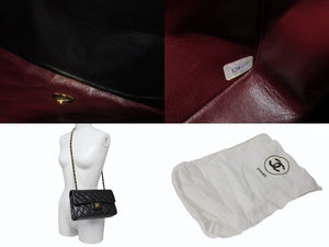 極美品 CHANEL シャネル マトラッセ23 Wフラップ Wチェーンショルダーバッグ 3番台 ラムスキン ココマーク ブラック ゴールド金具 中古 4b003838