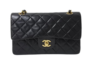 極美品 CHANEL シャネル マトラッセ23 Wフラップ Wチェーンショルダーバッグ 3番台 ラムスキン ココマーク ブラック ゴールド金具 中古 4b003838