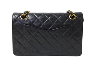 極美品 CHANEL シャネル マトラッセ23 Wフラップ Wチェーンショルダーバッグ 3番台 ラムスキン ココマーク ブラック ゴールド金具 中古 4b003838