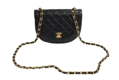 極美品 CHANEL シャネル ホーボー チェーンショルダーバッグ 1番台 ココマーク ラムスキン キルティング ブラック ゴールド金具 中古 4b003839