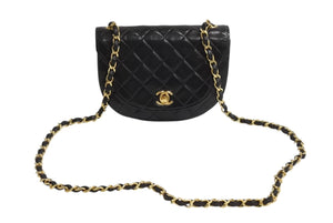 極美品 CHANEL シャネル ホーボー チェーンショルダーバッグ 1番台 ココマーク ラムスキン キルティング ブラック ゴールド金具 中古 4b003839
