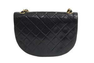 極美品 CHANEL シャネル ホーボー チェーンショルダーバッグ 1番台 ココマーク ラムスキン キルティング ブラック ゴールド金具 中古 4b003839